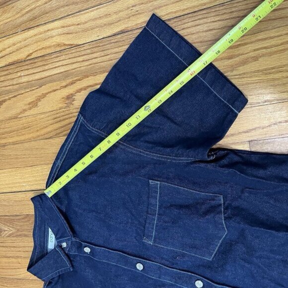 Parke Dark Wash Denim Short Sleeve Button Down Front Pocket Oversize Shirt XL - Picture 7 of 8